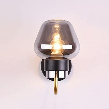 Imagem de Luminária de parede de vidro, arandela de metal dourado, luminária interna, luminária de parede geométrica moderna, luzes de cabeceira para quarto, sala de estar, corredor, espelho, escada,