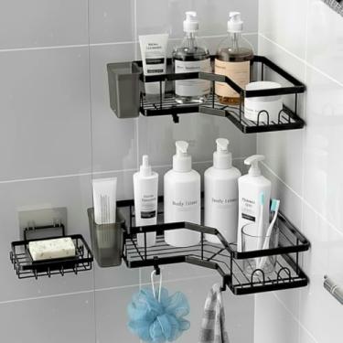 Imagem de Kit 3 Suporte Shampoo Porta Sabonete Prateleira Box Banheiro Organizador Sem Furar Parede Nicho Organizador