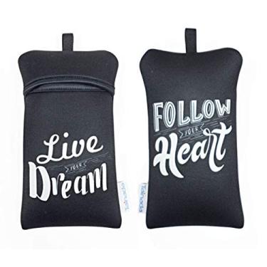 Imagem de Bolsa de neoprene para smartphone Tainada, bolsa de transporte para celular com mosquetão e cordão para iPhone 11 Pro Max, 11, XS Max, XR, Samsung Note 10, S10+, Large, Live Your Dream Black