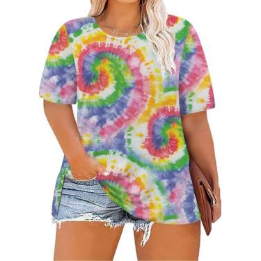Imagem de Blusa túnica para Hailey Tie Dye Plus Size feminina XXL de manga curta
