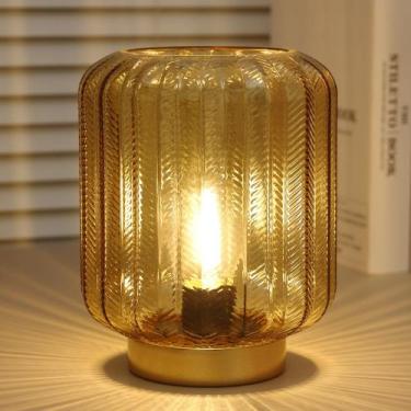 Imagem de Candeeiro de mesa operado por bateria WESJO Modern Glass LED Gold