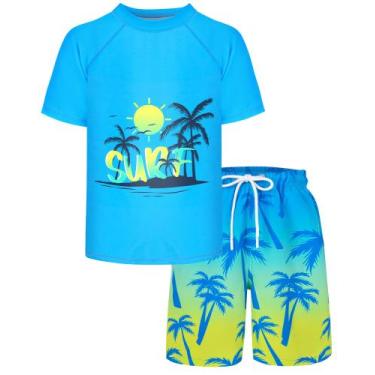 Imagem de Conjunto de roupa de banho Stadupimry Boys Rash Guard Swim Trunks 10-1
