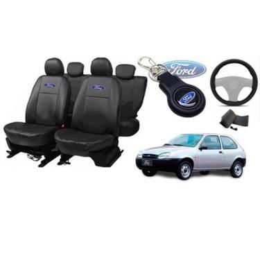 Imagem de Kit de Capas de Banco em Couro Impermeável Fiesta 1995-2005 + Volante 