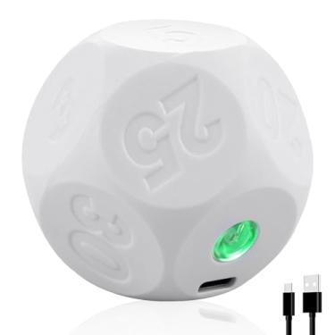 Imagem de Temporizador de cubo recarregável de 12 lados com 11 contagem regressiva predefinida, ferramenta de gerenciamento de tempo, adequada para sala de aula, cozinha, treino, estudo (branco)