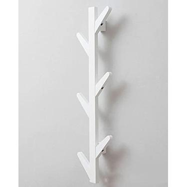 Imagem de Cabide de porta, gancho de parede, gancho de casaco, cabide montado na parede, cabide de parede, trilho de roupas com 6 ganchos 78 cm, branco (cor: branco)