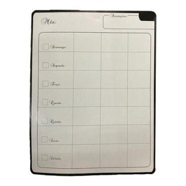 Imagem de Quadro Branco Magnético Semanal 21x28cm - Evolution, Preto