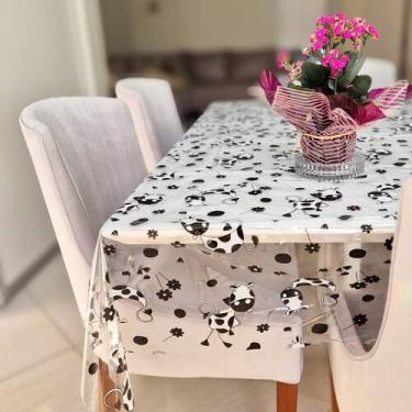 Imagem de Toalha de Mesa 4,00x1,40 Plástica Transparente com Estampa Impermeável