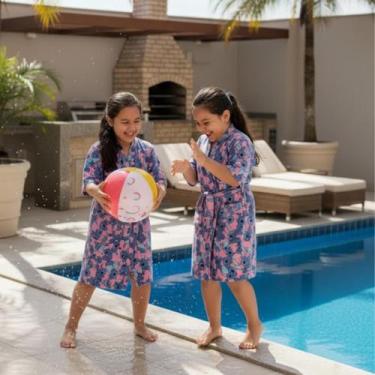 Imagem de Roupão De Banho Praia Natação Para Crianças Estampa Stitch Infantil Av