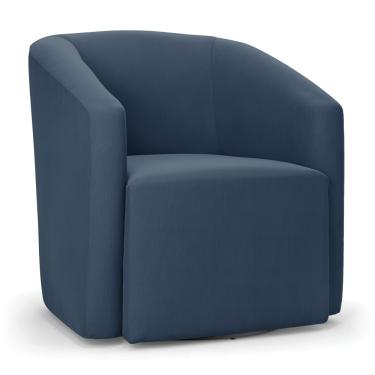 Imagem de Poltrona Decorativa Base Giratória Stella Max Suede Azul Marinho D03 - D'Rossi