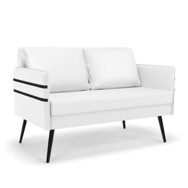 Imagem de Namoradeira 02 Lugares Mari Corino Branco Pés Palito de Ferro - D'Rossi