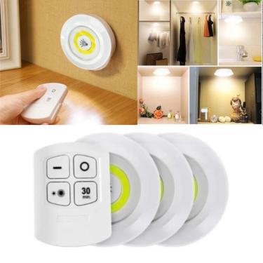 Imagem de Kit 3 Luminarias Led Spot Lampada Pilha Adesivo Sem Fio Fácil Instalação Teto Parede Armários SMD