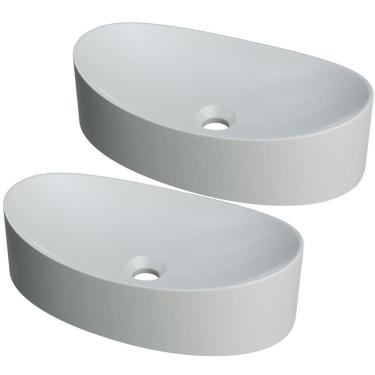Imagem de Kit 02 Cubas de Apoio Canoa Para Banheiro Lavabo C01 BC47W Cinza Matte Fosca - Lyam