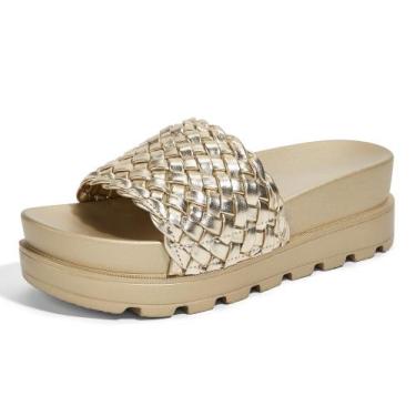 Imagem de Sandálias plataforma LUCKY STEP femininas Flatform em ouro claro