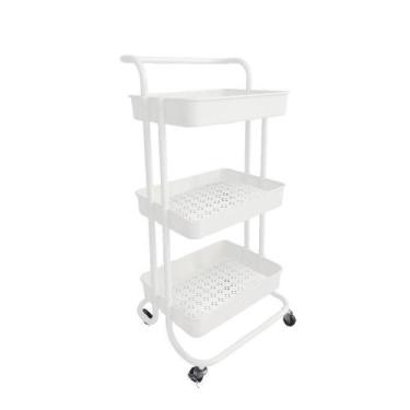 Imagem de Carrinho Multiuso 3 Prateleiras com Rodinhas Branco Simplifique sua Vi
