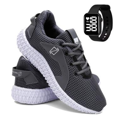 Imagem de Kit Tênis Masculino Para Corrida e Academia Super Leve e Confortável e Relógio-Masculino