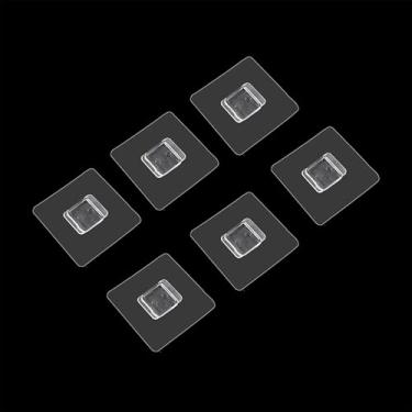 Imagem de CARURLIFF 6 peças de adesivos retangulares de 2,8 cm para chuveiro, adesivos de substituição, quadrados autoadesivos transparentes, sem furadeiras, para organizador de banheiro e cozinha, 2,8 cm