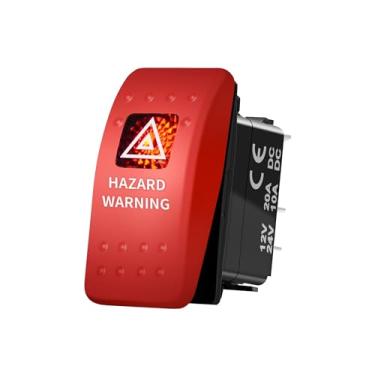 Imagem de Interruptor basculante de LED vermelho de 12 V 20 A, luz basculante, luz ajustável, relé, pisca-pisca, acessórios para carro (somente interruptor)