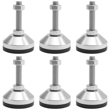 Imagem de laffoonparts 6 peças de pés de nivelamento resistentes base de 6 cm de diâmetro, rosca M12 para pé ajustável, suporte de 2,395 kg, adequado para gabinete, mesa, bancada de trabalho, máquina