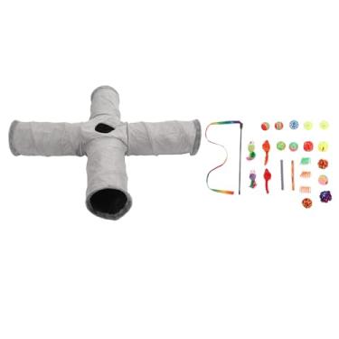 Imagem de Acouto Conjunto de Brinquedos Coloridos para Gatos Com Teaser Interativo, Sino, Molas e Túnel Dobrável para Diversão