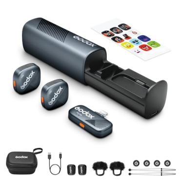 Imagem de GODOX Microfone sem fio Cube-S, Cube SL, microfone lavanda de 48 kHz 24 bits para câmera/PC/Android/iPhone Float, 300 m, bateria 30H (2TX + 1RX(Lightning) + capa de carregamento)