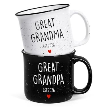Imagem de Maustic Presentes de bisavós, canecas de bisavô avó Est 2026, presentes de Natal para avó, avô, anúncio de gravidez para avós, presente para novos avós, 425 g