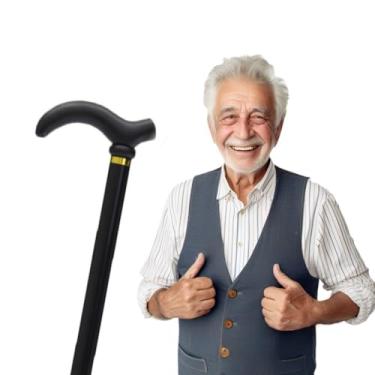 Imagem de Bengala Ortopédica Ajustável, Alumínio Leve, Preta, 74-90cm, 5 Níveis de Ajuste, Cabo Anatômico, Ponta Antiderrapante, Suporta até 120kg