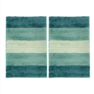 Imagem de Jogo de Tapetes Cozinha Antiderrapante 2 Unidades Microfibra Modernos 40x60CM Verde