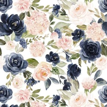 Imagem de Danmyho Papel de parede floral rosa claro para descascar e colar vintage flores azuis rosa papel de parede autoadesivo removível para armário de gaveta de quarto prateleira 45 x 299 cm