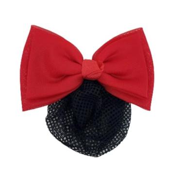 Imagem de Rede de Cabelo com Laço - Acessório Profissional para Cabelos - Ideal para Uniformes e Uso Diário(Vermelho)