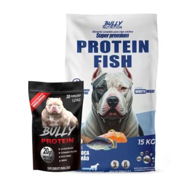 Imagem de Ração Protein Fish 15kg mais Complemento Alimentar Bully Protein 1,2kg