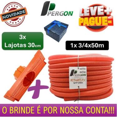 Imagem de  Kit para sua Laje Conduíte Laranja Reforçado Pergon 3_4x 50mts 3x Laj