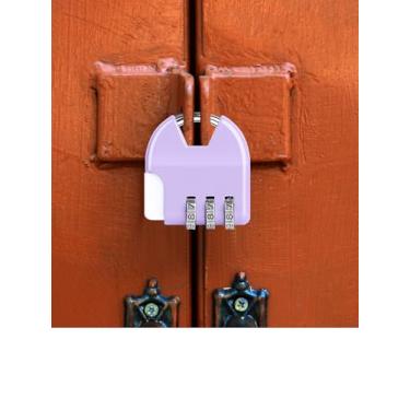 Imagem de Cadeado de combinação de 3 dígitos ao ar livre para escola, academia, esportes, armário, cerca, caixa de ferramentas para armazenamento de ferrolho violeta