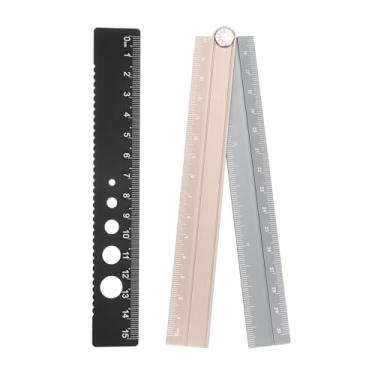 Imagem de Generic Kit de régua dobrável e reta 30/15 cm transferidor métrico de liga de alumínio régua de borda de onda angular dobrável com círculo oco para sala de aula em casa, escritório, ouro-prata