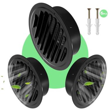 Imagem de Tampa de ventilação circular de aço inoxidável 304 3 peças - Grelha de ventilação de malha preta para parede, teto, HVAC e exaustor (10 cm)