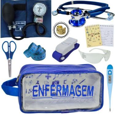 Imagem de Kit Academico Enfermagem Premium Preto Completo - Love Saude, AZUL TRA