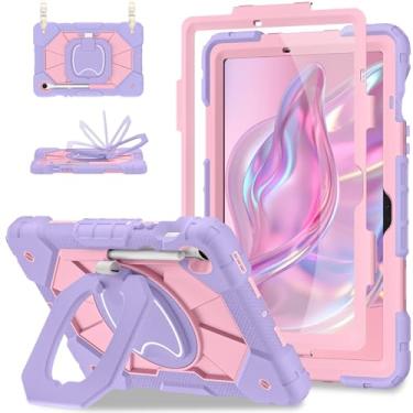 Imagem de Scnioy Capa para Samsung Galaxy Tab S10 Lite / S10 FE / S9 FE 10,9 polegadas, Samsung Tab S9 11 polegadas, capa robusta para tablet Galaxy S10 com suporte para caneta, suporte giratório 360, alça de