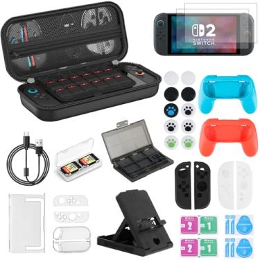 Imagem de 32 in1 Case Estojo Para Nintendo Switch 2 Acessórios Capa Protetora Para Com Compartimentos Bolsa Perfeita Para Viagens Estojo Bag de Proteção e Acessórios Para