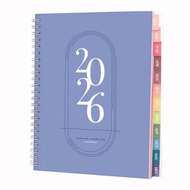 Imagem de Agenda Rileys 2026, agenda com visualização semanal e mensal, agenda diária e agenda anual, encadernado em espiral com abas, notas, objetivos e feriados (azul, 20 x 15 cm)