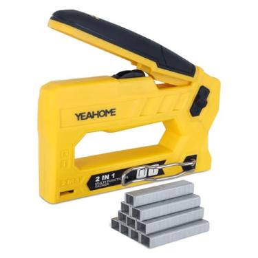 Imagem de YEAHOME Kit de pistola de grampo resistente 2 em 1 T50, pistola de grampo de estofamento com grampos 1000 T50 de 3/8 polegadas, grampeador manual para madeira, artesanato, parede, bricolage e uso