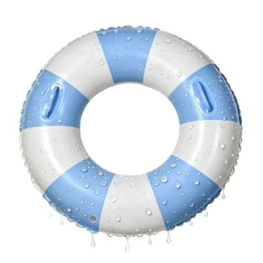 Imagem de Boia Listrada 100cm Inflavel Circular De Natação PVC Resistente Resistência A Sol Piscina Hotel Boia Piscina Adulto(Azul)