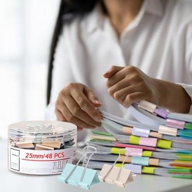 Imagem de Grampos de papel de escritório, 24/40/48/60 peças de grampos de papel para fichário, para material escolar de escritório (cor clara, 48 peças, 25 mm)