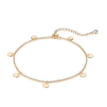 Imagem de Tornozeleira dourada feminina com borla de disco grande