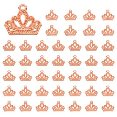 Imagem de Amuleto de coroa, 50 peças de liga vintage pingente de coroa rei para mulher, colar, brinco, pulseira, fabricação de joias e artesanato DIY, ouro rosa, 0,67 x 0,7 polegadas, 0, Metal, Sem Pedra