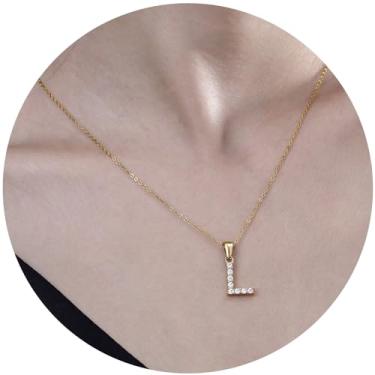 Imagem de Colar com pingente de cristal com inicial cintilante, monograma, joia para uso personalizado e diário, F, Aço inoxidável, Sem Pedra Preciosa