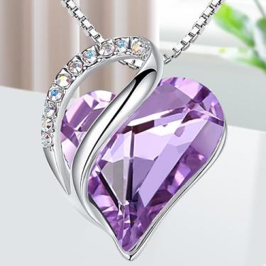 Imagem de Elegante colar com pingente de coração infinito para mulheres, com cristais de pedra do mês de nascimento, joia de aniversário requintada para presente, One Size, Liga de aço, Sem Pedra Preciosa