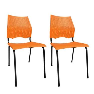 Imagem de Kit 2 Cadeiras Fixa Metal Versat Plasxtica Para Escritório Escolas Rec