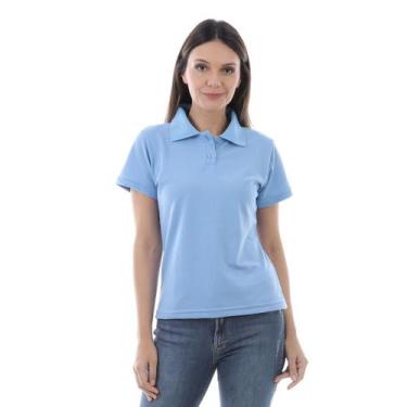 Imagem de Camisa Pólo Feminina Malha Piquet Punho nas Mangas - EBT Uniformes, Az