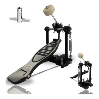 Imagem de Pedal de Bumbo Cromado Profissional para Bateria Suporte Reforçado, Ajuste Fino com Chave de Afinação, Pedal Bumbo Kit Rock-Metal, Ação Suave e Precisa