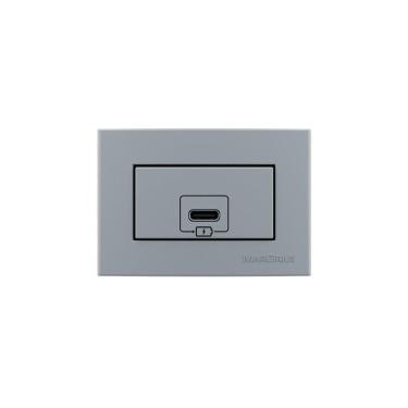 Imagem de Placa Para Móveis 65x45 E Tomada Carregador Usb-c Margirius Sleek Colors 2a 10w Cinza Cinza