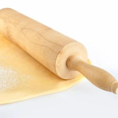 Imagem de 2X Pau De Macarrão Rolo De Abrir Massa Pão Torta Madeira Gra